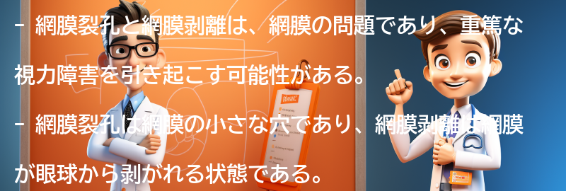 網膜裂孔と網膜剥離の違いは何ですか？の要点まとめ