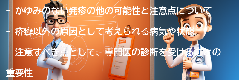 かゆみのない発疹の他の可能性と注意点の要点まとめ