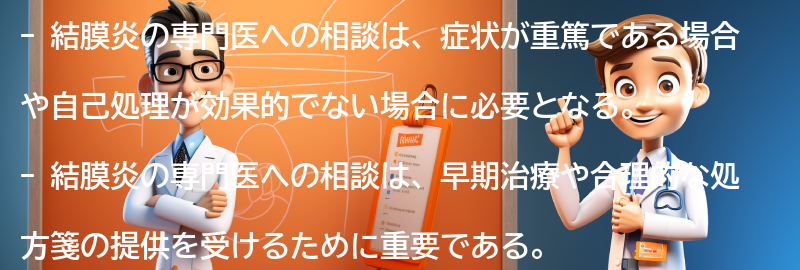 結膜炎の専門医への相談のタイミングの要点まとめ