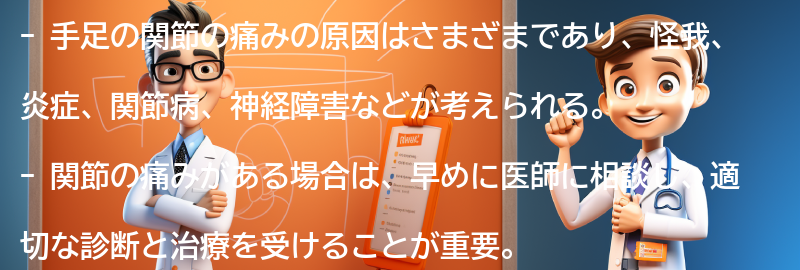 手足の関節の痛みの原因とは？の要点まとめ