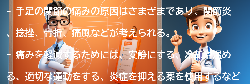 手足の関節の痛みを軽減するための対処法の要点まとめ