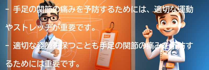 手足の関節の痛みを予防するための注意点の要点まとめ