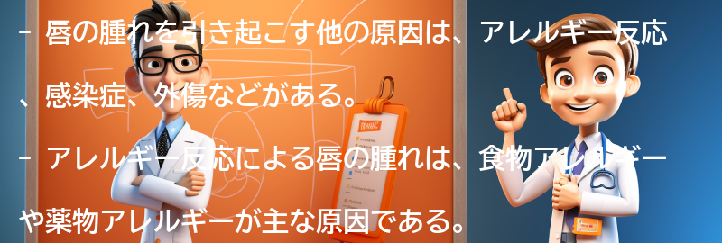 唇の腫れを引き起こす他の原因とは？の要点まとめ