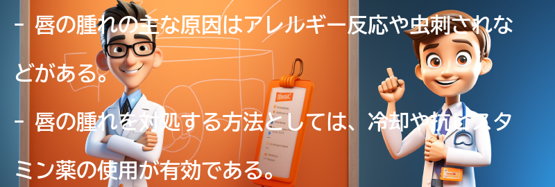 唇の腫れを対処する方法の要点まとめ