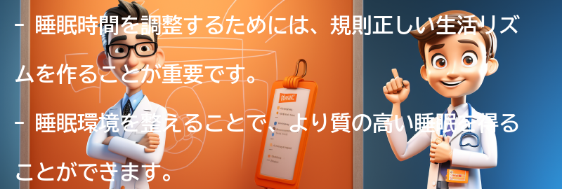 睡眠時間を調整するための実践的な方法の要点まとめ