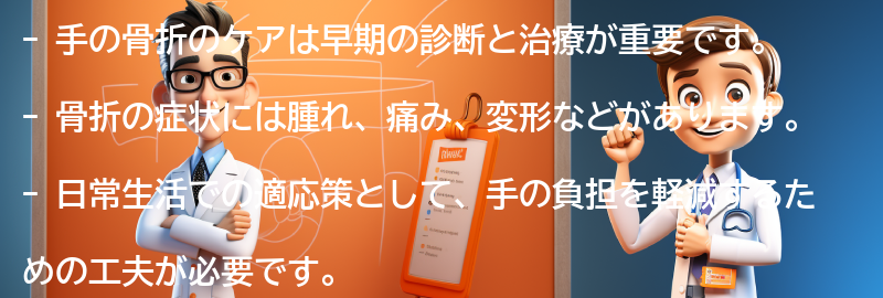 手の骨折のケアと日常生活の適応の要点まとめ