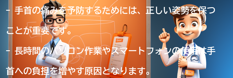 手首の痛みを予防するための注意点の要点まとめ