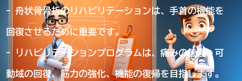 舟状骨骨折のリハビリテーションと復帰のためのプログラムの要点まとめ