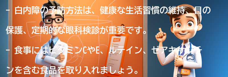 白内障の予防方法の要点まとめ