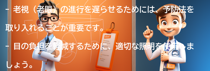 老視の進行を遅らせるための予防法の要点まとめ