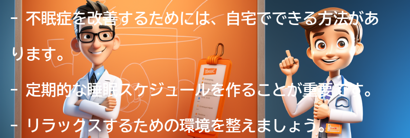 不眠症を改善するための自宅でできる方法の要点まとめ