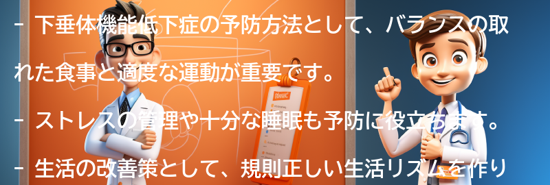 下垂体機能低下症の予防方法と生活の改善策の要点まとめ