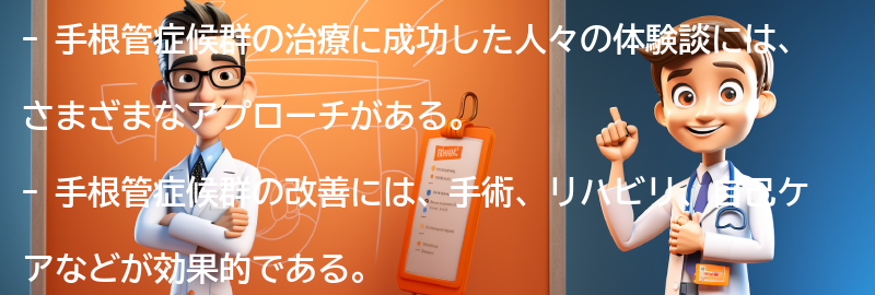 手根管症候群の治療に成功した人々の体験談の要点まとめ