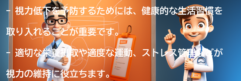 視力低下を予防するための生活習慣の改善の要点まとめ