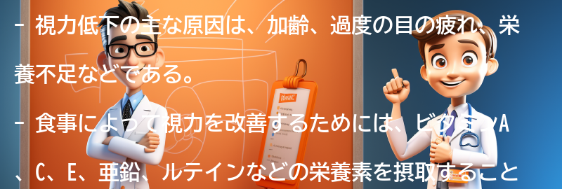 視力低下を予防するための食事と栄養素の要点まとめ