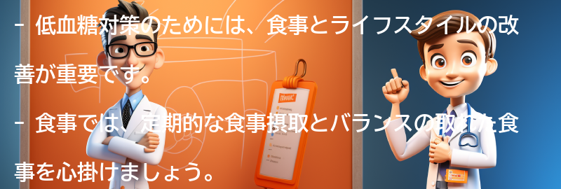 低血糖対策のための食事とライフスタイルの改善の要点まとめ