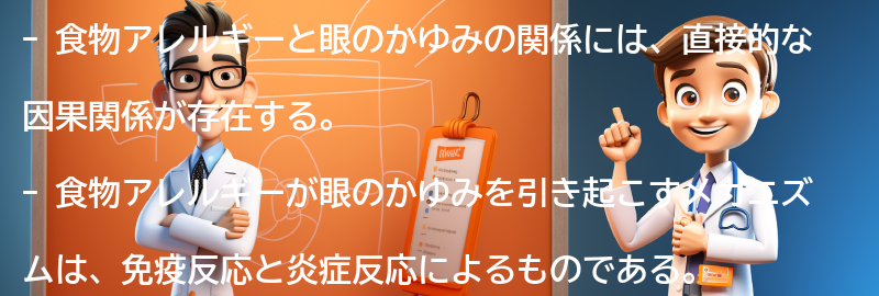 食物アレルギーが眼のかゆみを引き起こすメカニズムの要点まとめ