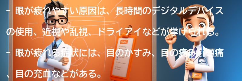 眼が疲れやすい原因とは？の要点まとめ