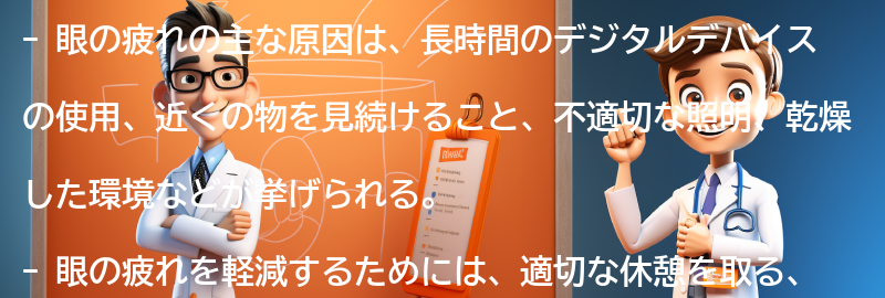 眼の疲れの原因とは？の要点まとめ