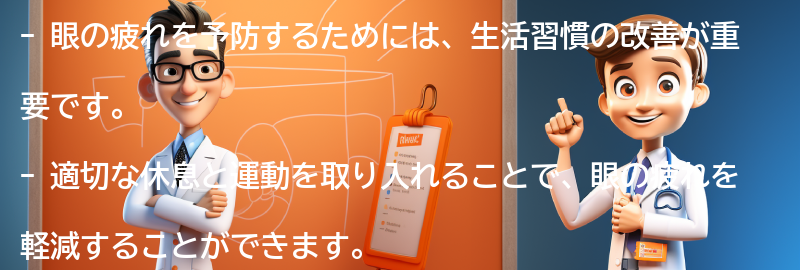 眼の疲れを予防するための生活習慣の改善の要点まとめ