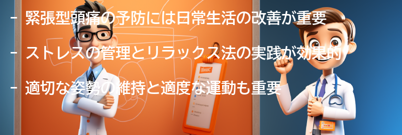 緊張型頭痛を予防するための日常生活の改善策の要点まとめ