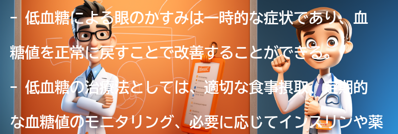 低血糖による眼のかすみの治療法と注意点の要点まとめ