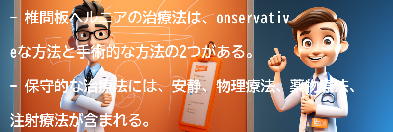 椎間板ヘルニアの治療法の要点まとめ