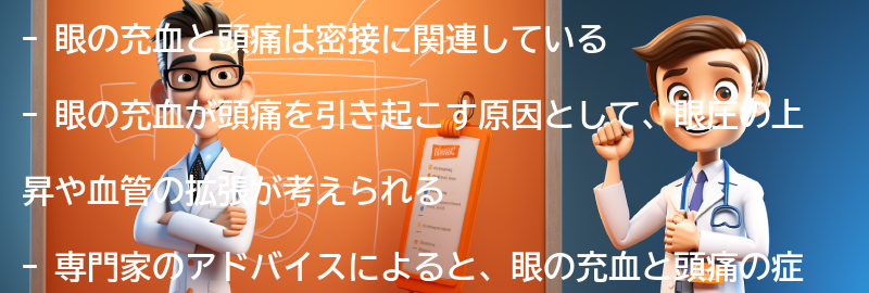 眼の充血と頭痛の専門家のアドバイスの要点まとめ