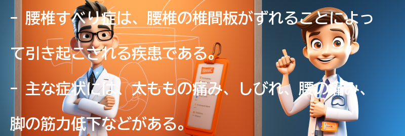 腰椎すべり症の主な症状とは？の要点まとめ