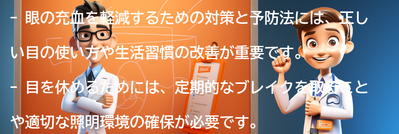 眼の充血を軽減するための対策と予防法の要点まとめ