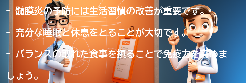 髄膜炎を予防するための生活習慣の改善方法の要点まとめ