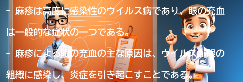 麻疹による眼の充血の原因の要点まとめ