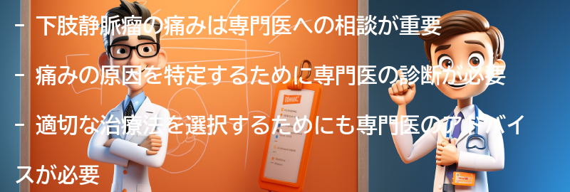 下肢静脈瘤の痛みについて専門医への相談の重要性の要点まとめ