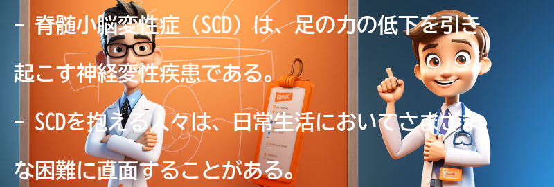 脊髄小脳変性症（SCD）を抱える人々の生活への影響の要点まとめ