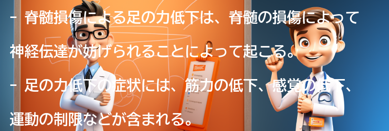 脊髄損傷による足の力低下の症状の要点まとめ