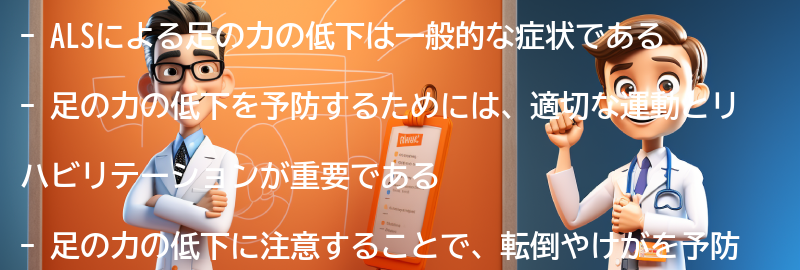 ALSによる足の力の低下に対する予防策と注意点の要点まとめ