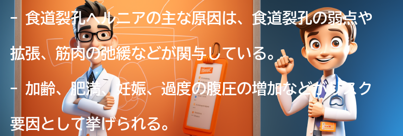 食道裂孔ヘルニアの主な原因は何ですか？の要点まとめ