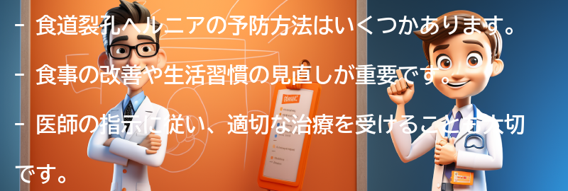 食道裂孔ヘルニアの予防方法はありますか？の要点まとめ