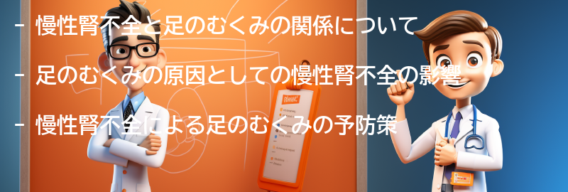 慢性腎不全と足のむくみに関する予防策の要点まとめ