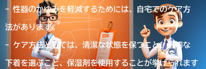 性器のかゆみを軽減するための自宅でのケア方法の要点まとめ