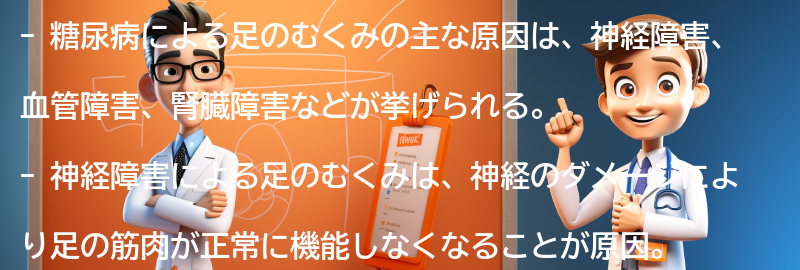 糖尿病による足のむくみの主な原因の要点まとめ