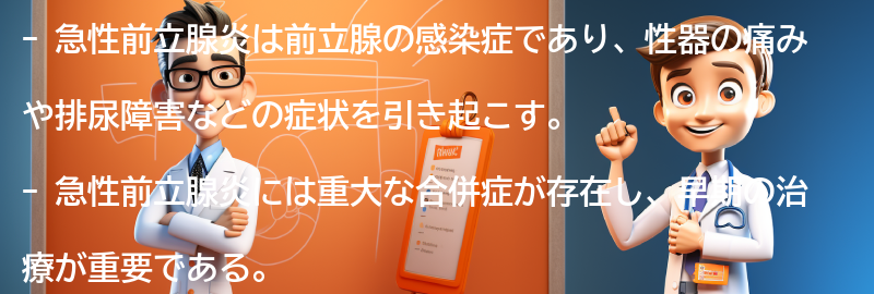 急性前立腺炎と関連する重大な合併症の要点まとめ