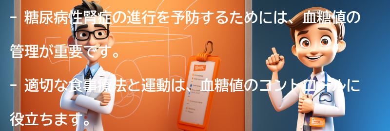 糖尿病性腎症の進行を予防する方法はありますか？の要点まとめ