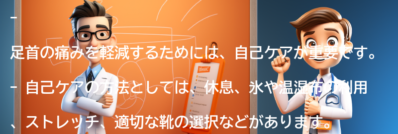 足首の痛みを軽減するための自己ケア方法の要点まとめ