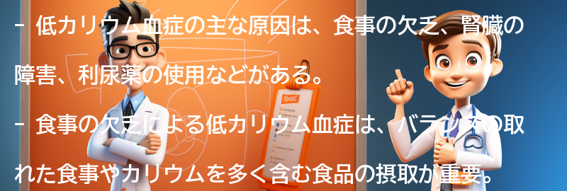 低カリウム血症の主な原因の要点まとめ