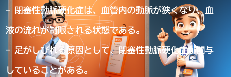 足がしびれる原因としての閉塞性動脈硬化症のメカニズムの要点まとめ