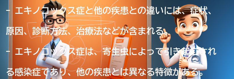 エキノコックス症と関連する他の疾患との違いの要点まとめ