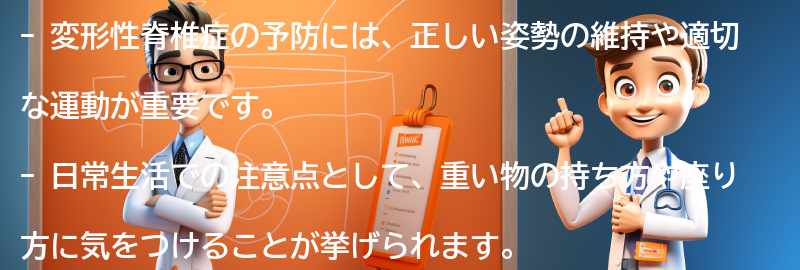 変形性脊椎症の予防と日常生活での注意点の要点まとめ