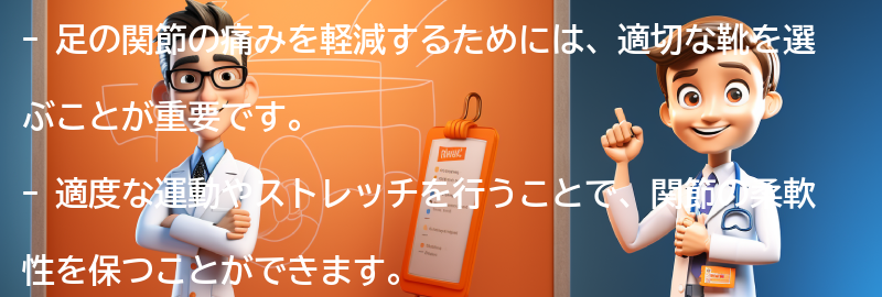 足の関節の痛みを軽減するための対処法の要点まとめ