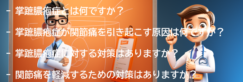 掌蹠膿疱症と関節痛に関するよくある質問と回答の要点まとめ